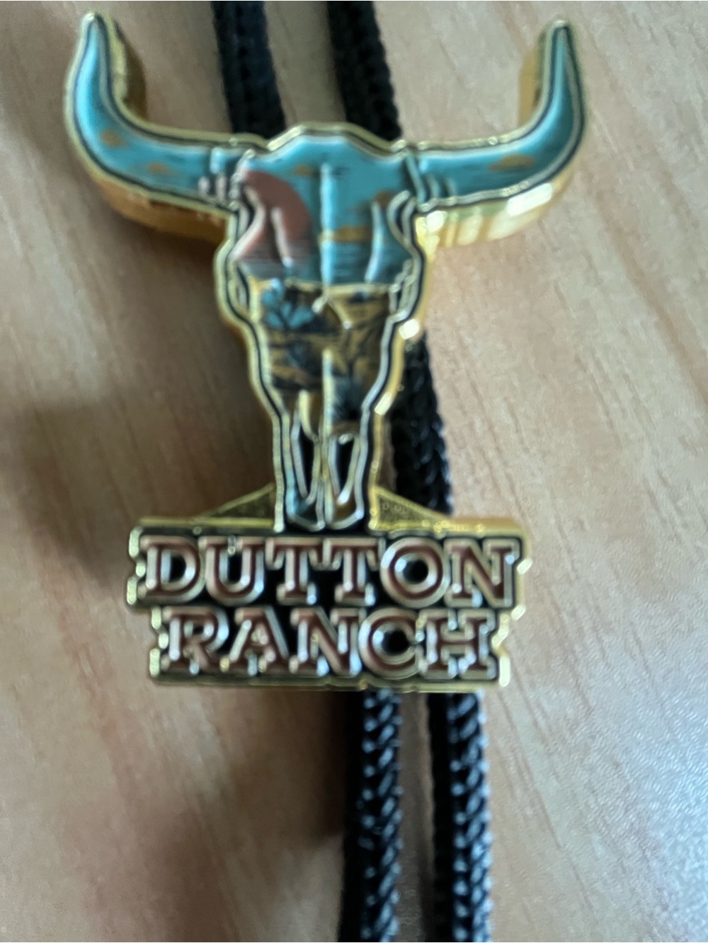 Dutton Ranch Bolo Tie with Longhorn Emblem - Turquoise & Gold